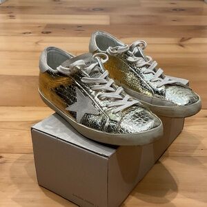 Golden Goose platinum croc embossed SuperStar sneakers